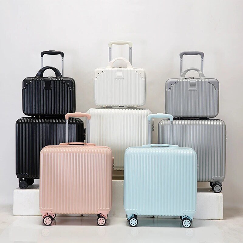 18-calowa solidna walizka podręczna, mała walizka na kółkach, mini walizka na prezent, walizka
