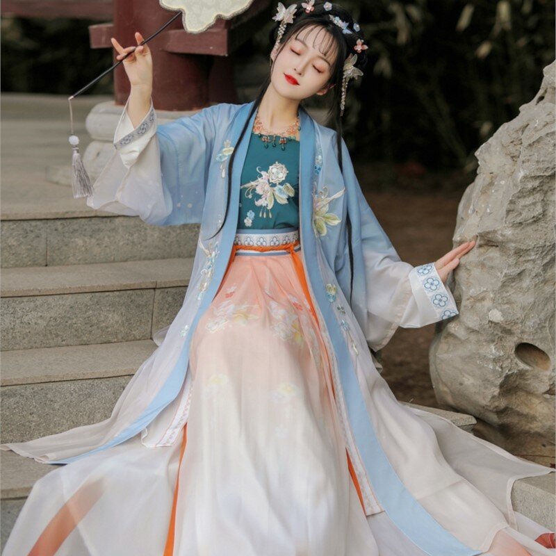 صنع أغنية-ملابس هان الصينية النسائية ، تركيب خصر رائع من قطعة واحدة ، خرافية فائقة ، زي قديم ، تنحيف وطويل القامة