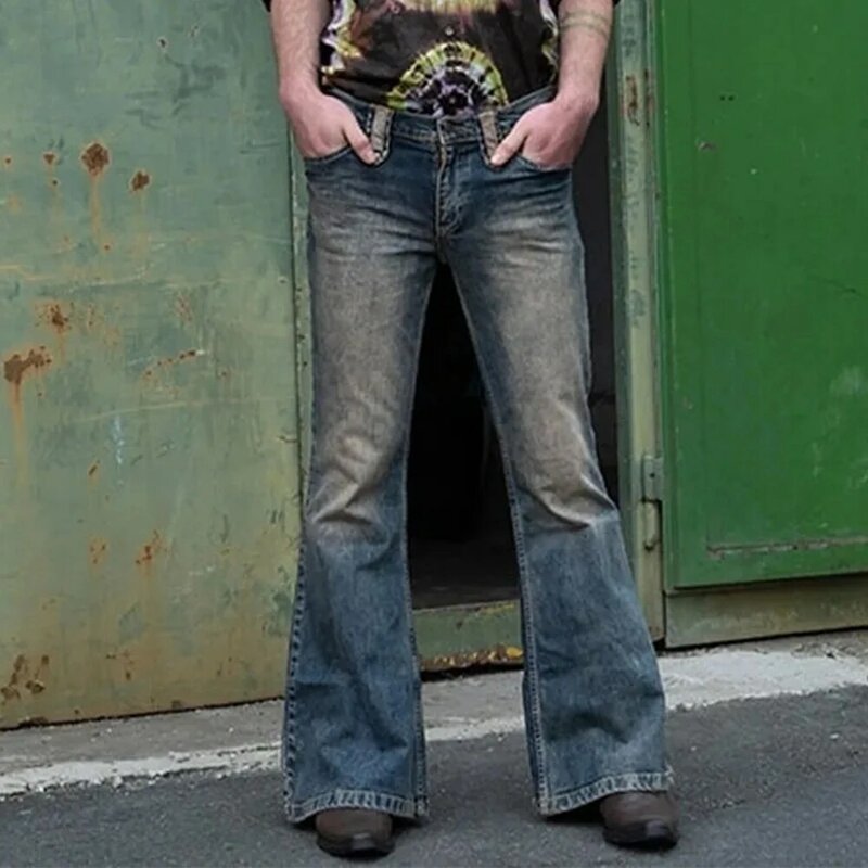 Pantalones vaqueros rectos con botones para hombre, ropa de calle Vintage, ampliamente aplicable