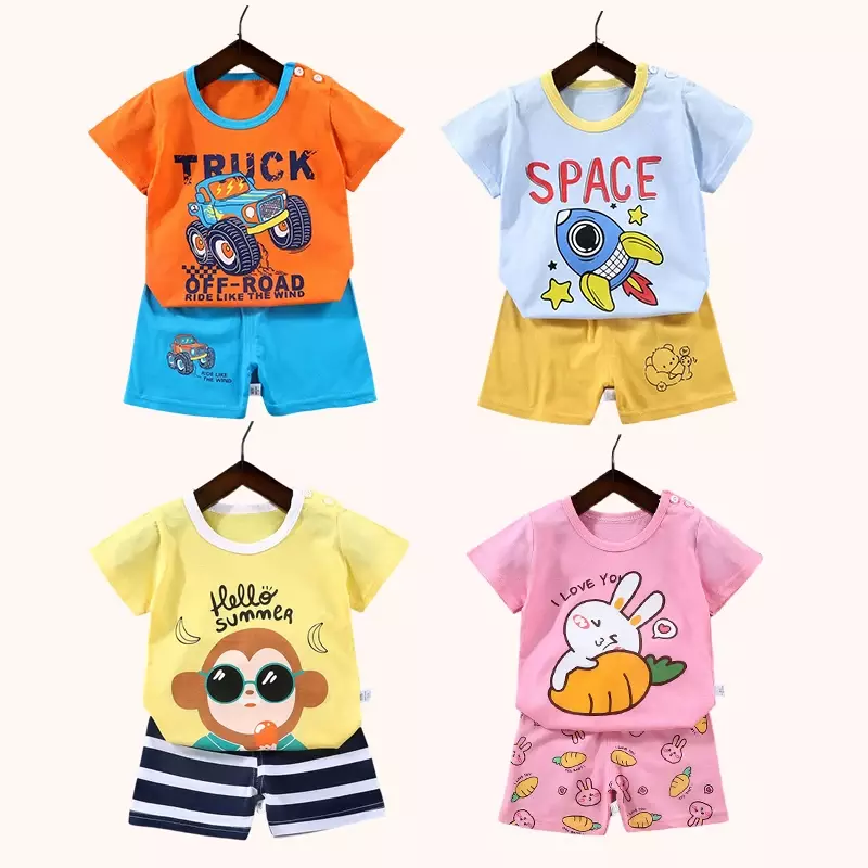 2 Stück Mutter Kinder Kleidung Kinder Sets Jungen Mädchen T-Shirt Shorts Sommer Baumwolle Kurzarm Baby Kinder Kleidung Kleinkind Anzug