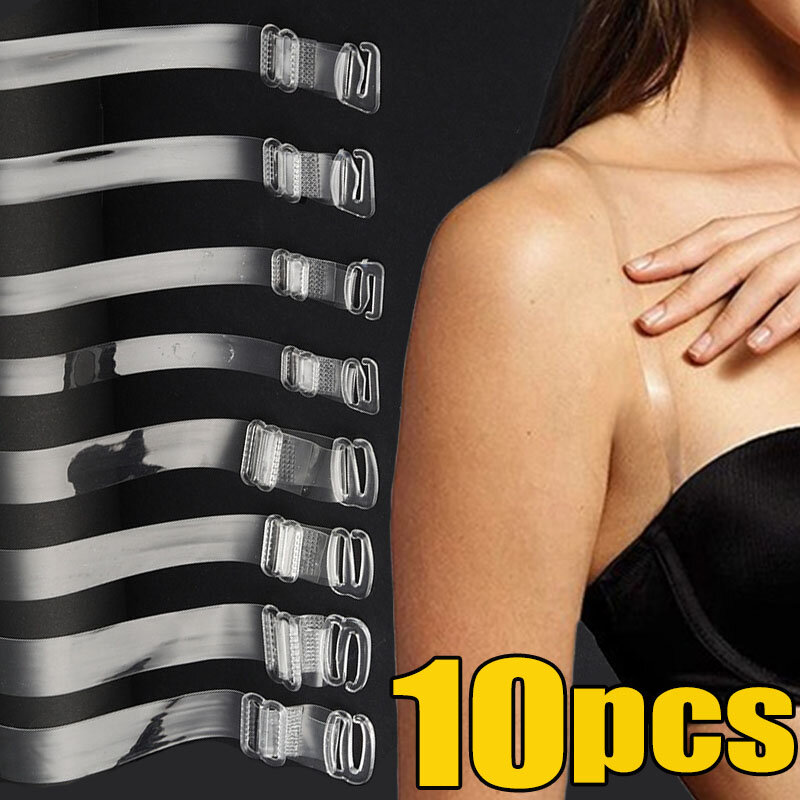 Alças de sutiã transparentes para mulheres, silicone invisível destacável, cinto elástico, ajustável, antiderrapante, alça de ombro, 10 unid, 2 unid