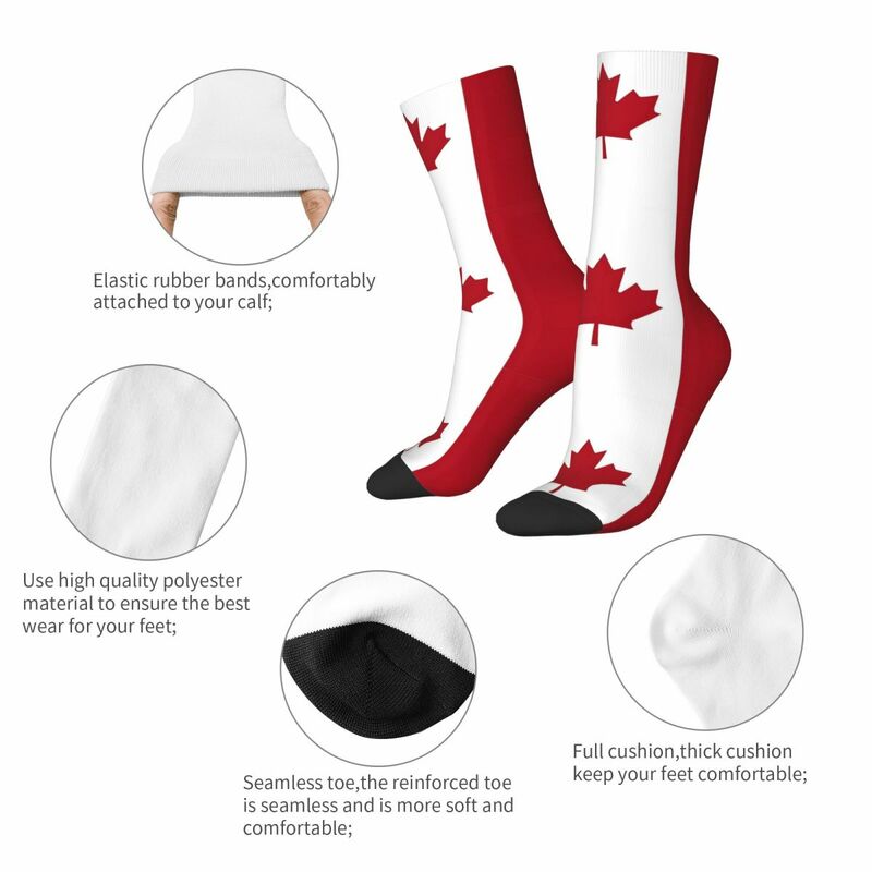 Носки с флагом Канады, мужские и женские весенние чулки из полиэстера
