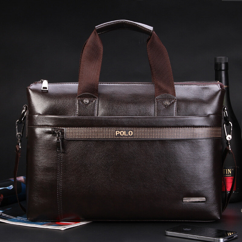 Tas koper untuk dokumen desainer, tas pengatur dokumen A4 kapasitas besar Travel bisnis merek mewah kulit