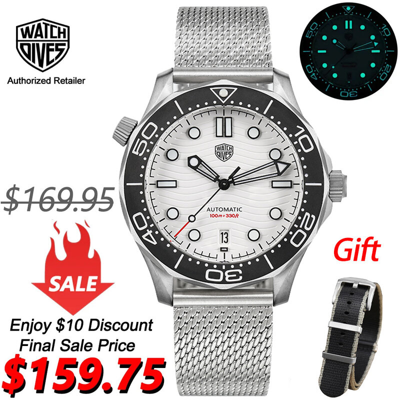 Watchdives WD007 reloj de buceo NH35, movimiento automático 007 NTTD, relojes de titanio, reloj de pulsera de cristal de zafiro con cúpula superluminosa