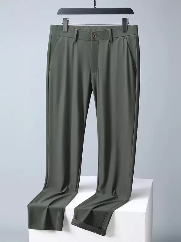 2024 neue Sommer Männer lange Hosen atmungsaktiv gestreckt Spandex Nylon schlanke dünne Chinos männliche Business formelle Straight Suit Hose