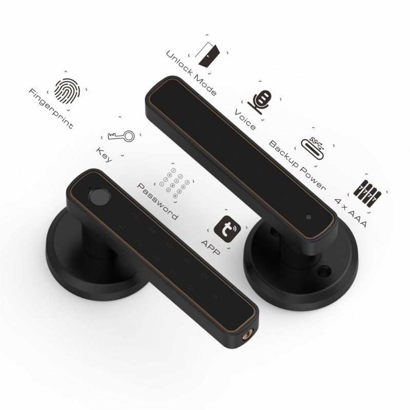 Tuya Bluetooth умный дверной замок отпечатков пальцев с паролем механический ключ Разблокировка для деревянной двери с одной ручкой Smartlife M4