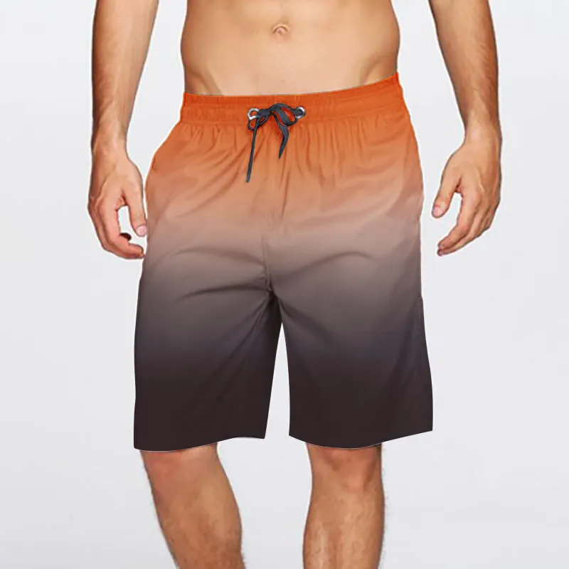 Gradient Swimming Trunks Mens Beach Pants Hot Spring Summer Holiday Shorts Lace Up Pocket Elastic Rise Shorts For Man шорты