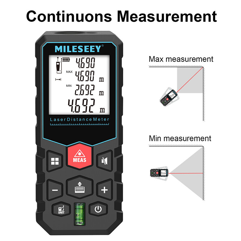 MILESEEY-cinta métrica láser X5, medidor de distancia láser de 40M, Ruleta de alta precisión, múltiples funciones de medición, regla electrónica