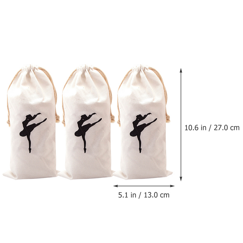 Dance Shoe Carrier Bags, Anti-risco Ballet Shoe Bags, Resistente ao Desgaste, Dança, 3pcs