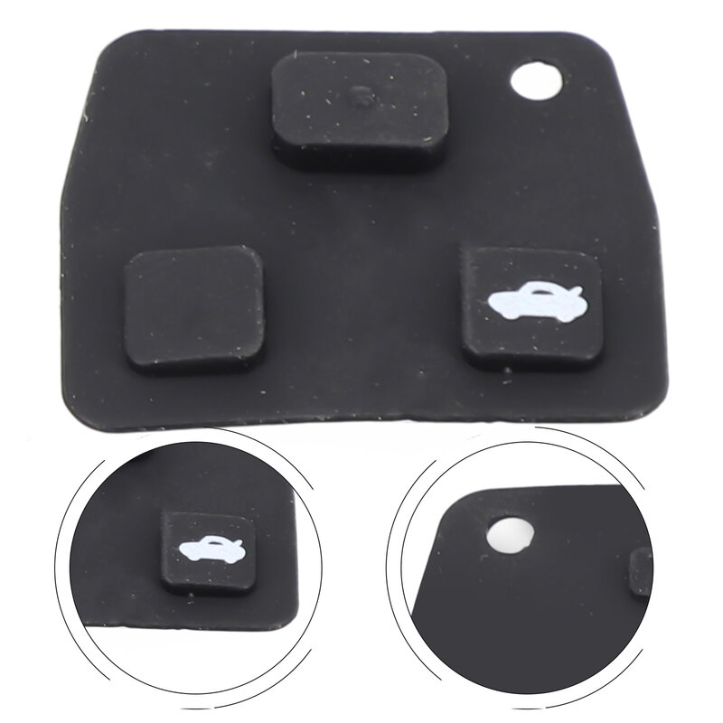 Kunci karet tombol Panel Lurus 3 tombol, bantalan silikon kulit kunci jarak jauh Fob perbaikan bantalan karet pengganti untuk Toyota