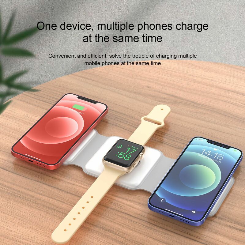 Soporte de cargador inalámbrico plegable magnético 3 en 1, estación de carga inalámbrica rápida para Samsung, Xiaomi, Mi, Huawei, iPhone, Apple Watch