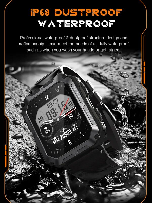 SENBONO-C20Pro Relógio inteligente masculino, chamada bluetooth, espera de 35 dias, 123 modos esportivos, IP68 à prova d'água, C20 Pro, 2023