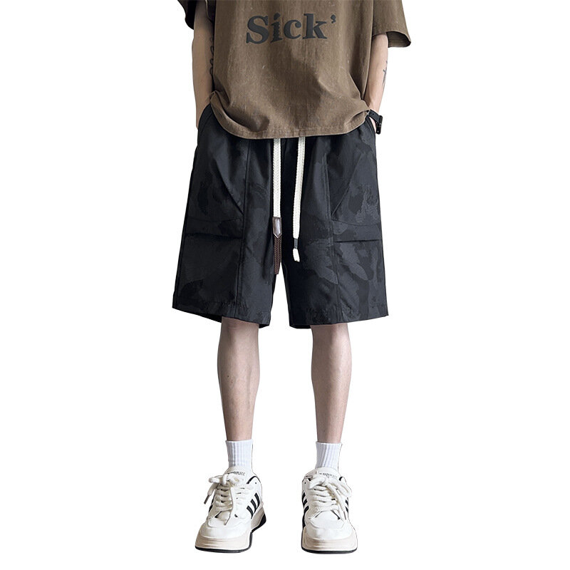 Shorts japoneses de camuflagem masculino, calça casual solta, macacão de verão, novo, 2022