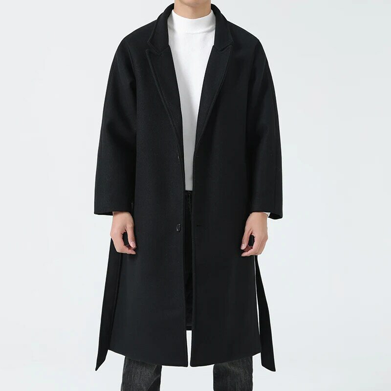 Mantel wol Trench butik baru musim dingin 2023, pakaian luar hangat dan kasual modis