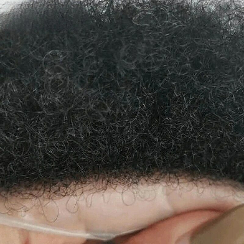 مجعد الشعر المستعار للرجال ، دائم كامل بو نظام الشعر ، الذكور الشعر الاصطناعية الباروكات ، 0.1 مللي متر ، 8 مللي متر