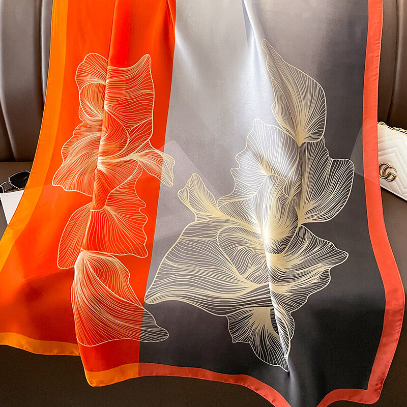 Cztery pory roku luksusowy chustka w popularnym stylu 180x90cm szaliki damskie nowy 2023 jedwabny szal plażowy z filtrem przeciwsłonecznym kwadratowe szale