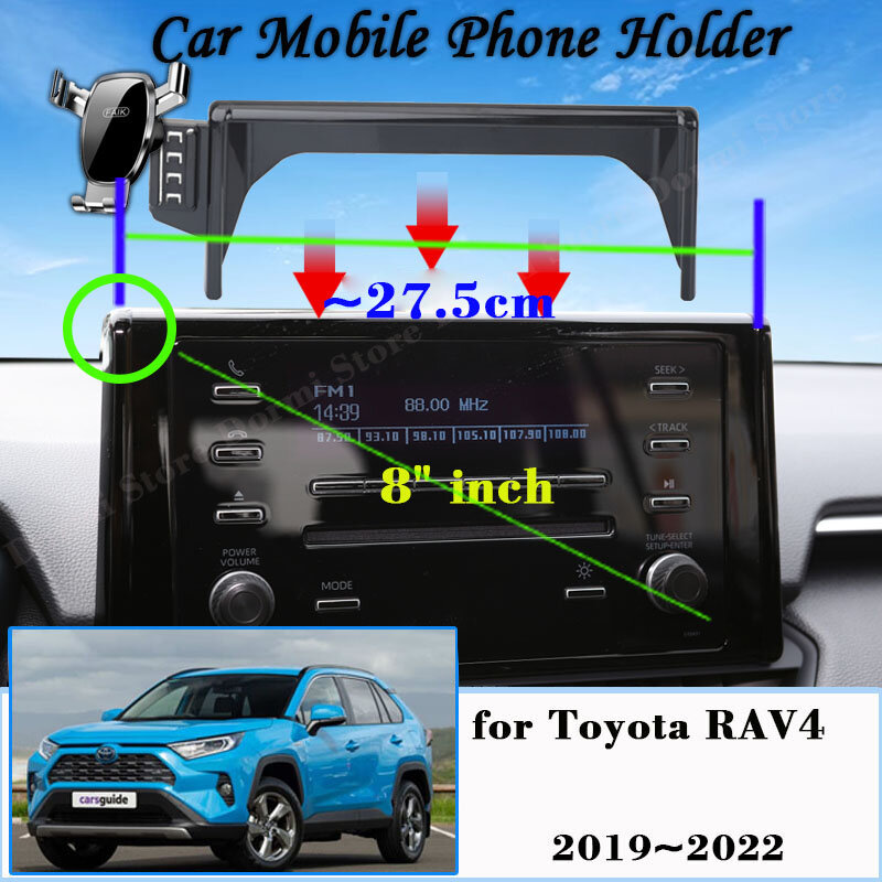 차량용 휴대폰 거치대, 도요타 RAV4 XA50 2019 ~ 2022 8 인치 스크린 모바일 브래킷, GPS 중력 360 도 회전 스탠드, 자동차 액세서리