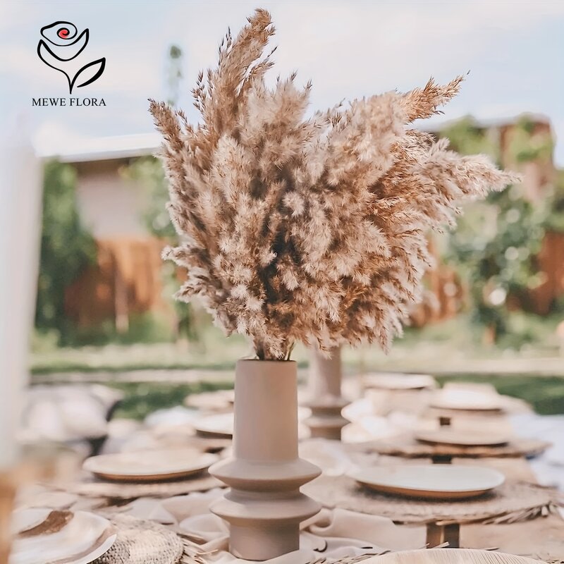 Batidor de trigo de hierba de cristal de Pampas esponjosas de flores preservadas de color Natural para boda, decoración Boho para el hogar, fabricación de bricolaje, accesorios artesanales