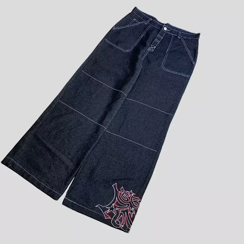 JNCO-pantalones vaqueros con estampado de Hip Hop para hombre, Jeans holgados de calle, Retro, rectos, de pierna ancha, informales, Harajuku