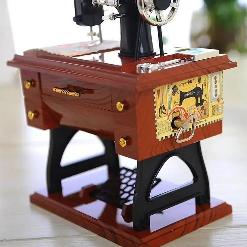 Mini caja de música nostálgica para Alice, música aleatoria, regalo de Navidad para esposa, simulación Retro creativa, máquina de coser, caja de música, manivela manual
