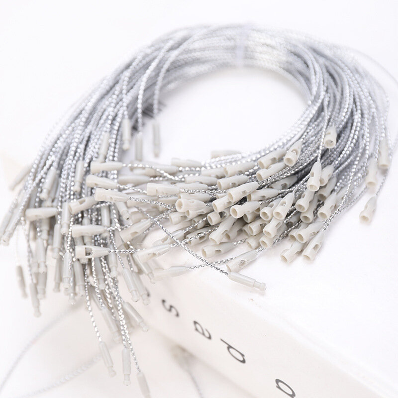100Pcs Enfeites De Natal Cabide Cordas Ornamento Gancho Cordas Precut String com Snaps Bloqueio para Xmas Ornamento Pendurado Decoração