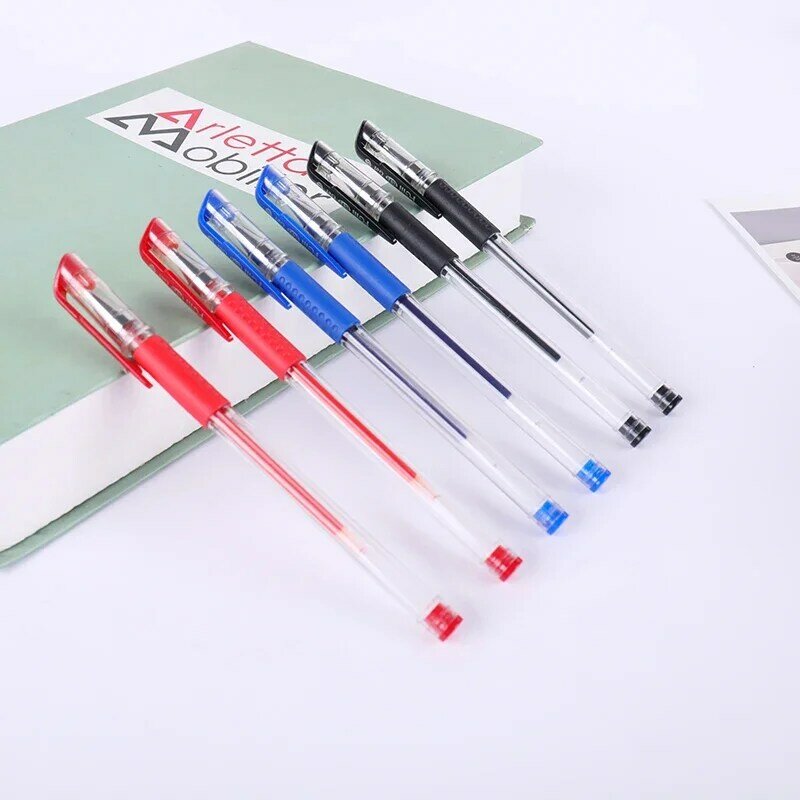 Zestaw długopisów żelowych do pracy przybory szkolne czarny niebieski kolor czerwona farba 0.5mm długopis dla uczniów materiały biurowe szkolny