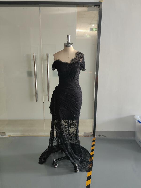 Черные кружевные вечерние платья Verngo, платье для выпускного вечера с открытыми плечами, черное официальное платье для девушек, 2024
