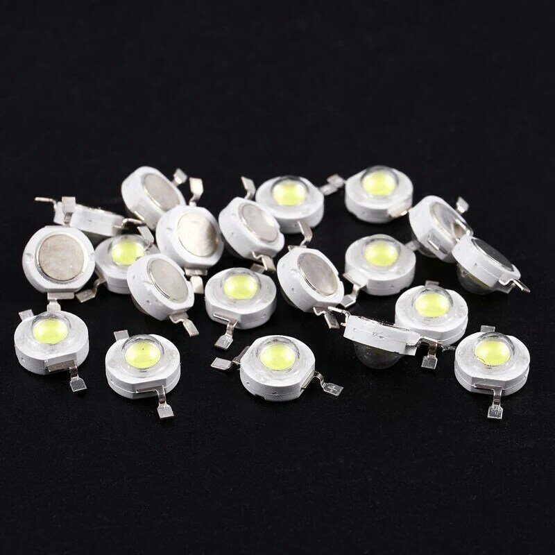 Emisor de cuentas LED blanco de alta potencia, 40 piezas, 2 pines, 3W, 170-190LM, 6000K