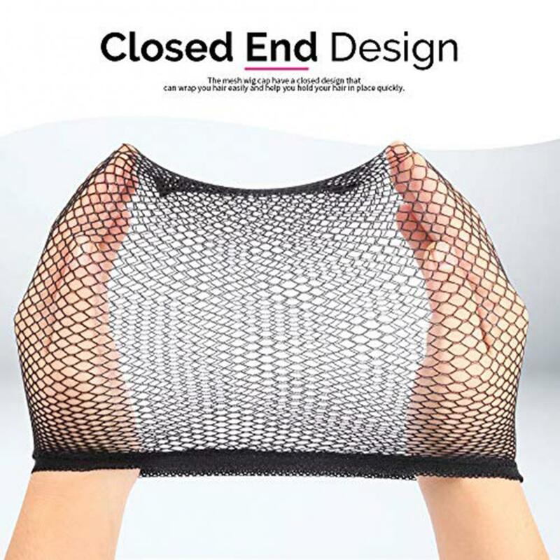 15*8cm High Elastic Wig Liner Cap Cover Mesh Hair Wearing Net Hat Black Mesh Wig Net Closed Lined Braided Cap Hairpiece Supplies