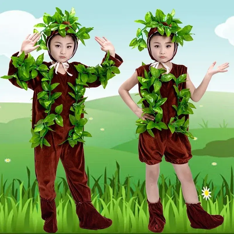 Green Trees Performance Clothes Halloween Costume for Kids Plants Cosplay Children Christmas Tree Cosplay Costumes Party Wear