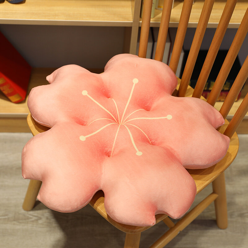 Almohada creativa de felpa de flor de cerezo, cojín de felpa de flores Kawaii, estera realista, suave, accesorios de pelusa