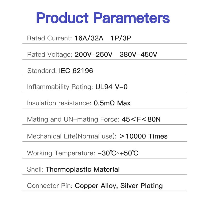 EV เต้ารับสำหรับชาร์จ IEC 62196-2ประเภท2ชาย EV Charger ปลั๊กคอนเนคเตอร์ด้านข้างสแควร์ IP67