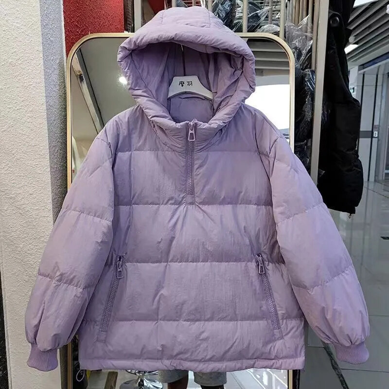2023 jednolity kolor prosty dojazdy koreański sweter z luźna krótka zimowym puchowy płaszcz bawełniany, zagęszczony ciepły bawełniany płaszcz