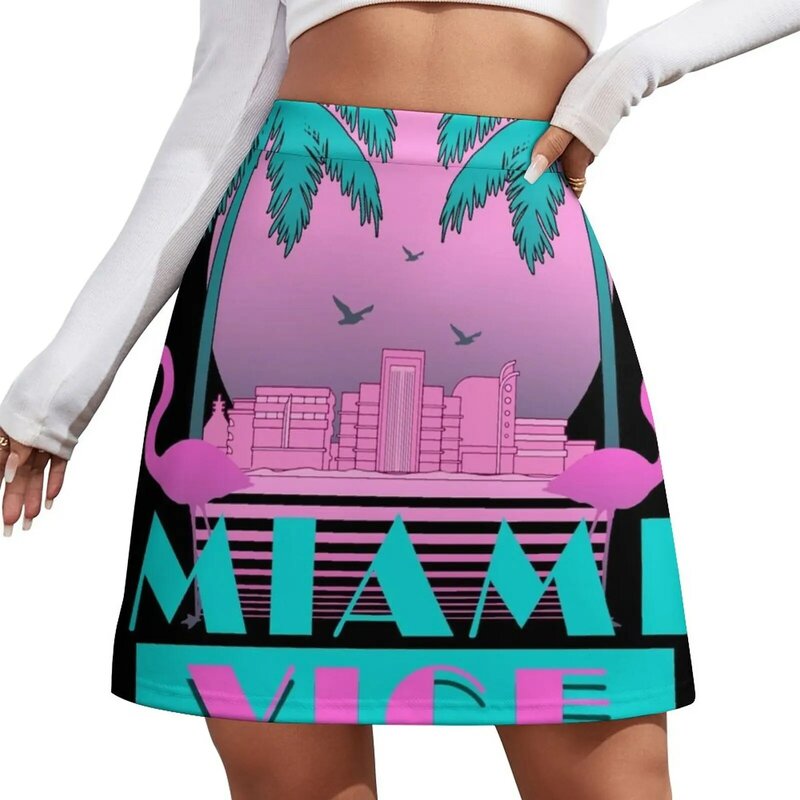 Miami Vice - Retro 80s Design Mini Skirt Woman skirts skirt skirt elegant social women's skirts midi skirt for women