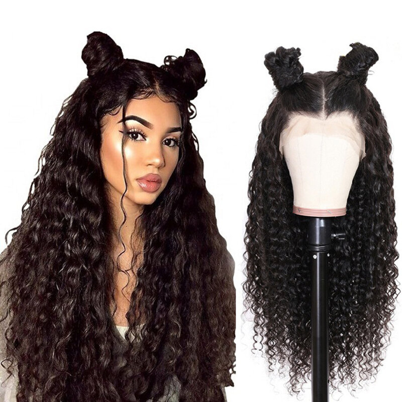Peluca de pelo largo y rizado para mujer y niña, pelo negro con ondas africanas, cubierta de cabeza completa, extensión de cabello, 68cm