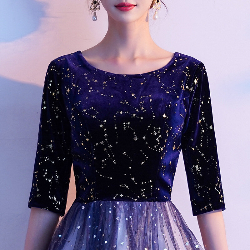 DongCMY-vestido de noite formal longo, vestido plus size, elegante apliques, azul marinho, novo