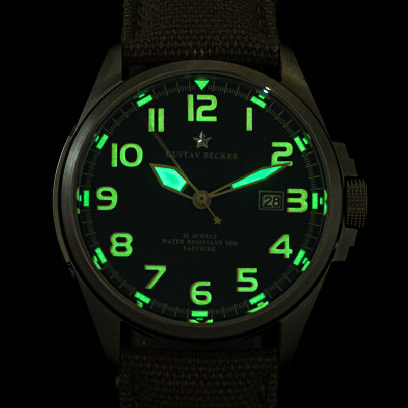 Relógio militar luminoso super masculino, relógio de pulso mecânico automático, Sapphire Crystal Case, novo, NH35 Amry, 43mm, GB, 2022