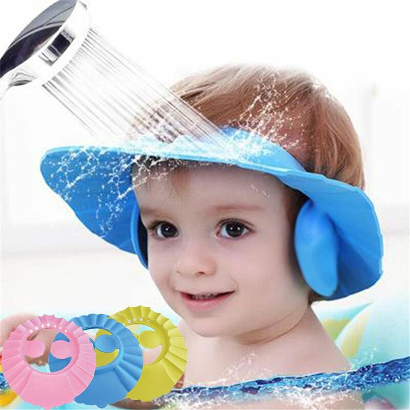Gorros de ducha para niños, visera de baño ajustable, impermeable, portátil, protección ocular, lavado de pelo, champú, sombrero