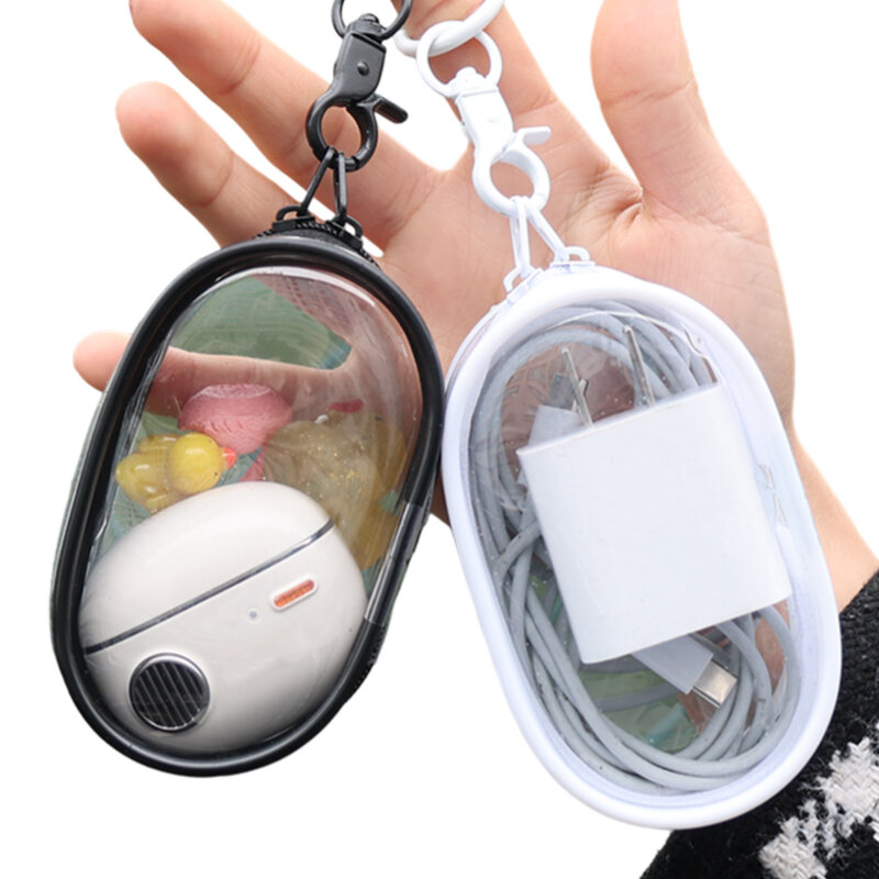 Портативная прозрачная сумка для хранения кабеля для передачи данных для зарядного устройства, USB-шнура, наушников, путешествий, Пыленепроницаемая круглая прозрачная коробка для хранения, органайзеры