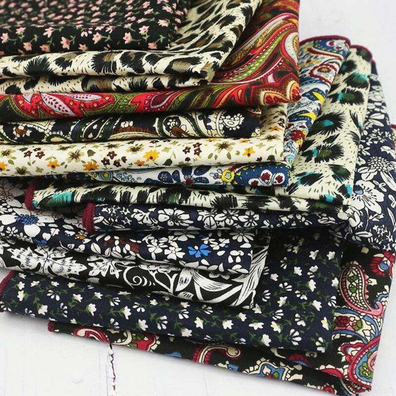 23CM Men's Floral Pocket Square Cotton Cashew Leopard Print Handkerchief Scarf Suit Dress Chest Hanky Business Suit Accessories