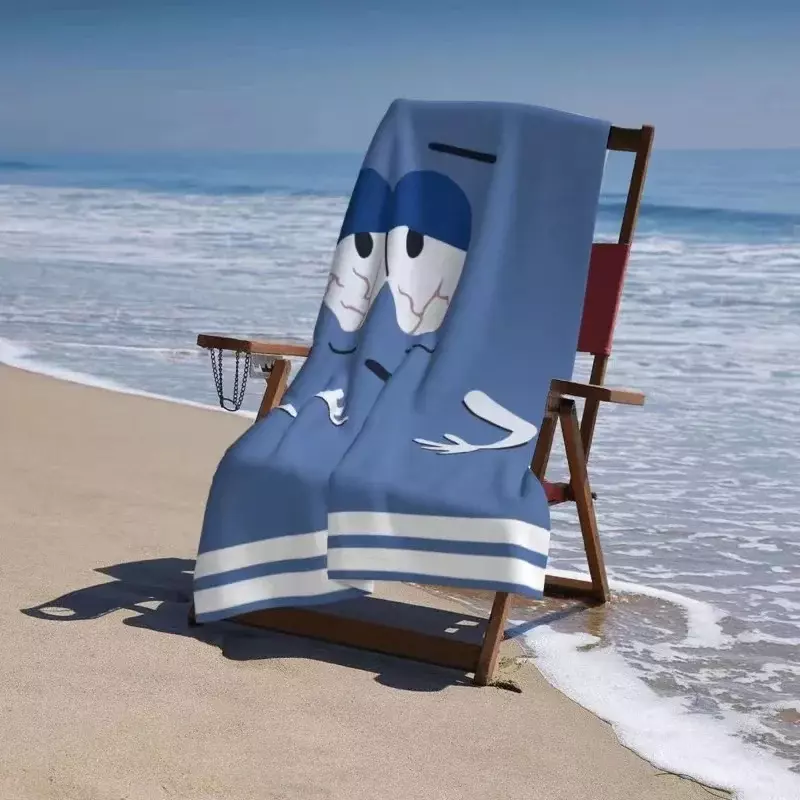 Toalha de Praia Quick Dry com Desenhos Animados Smiley Impressões, Sem Areia Livre, Poncho de Surf, Banho, Natação, Fitness, Yoga, Verão, Xxl