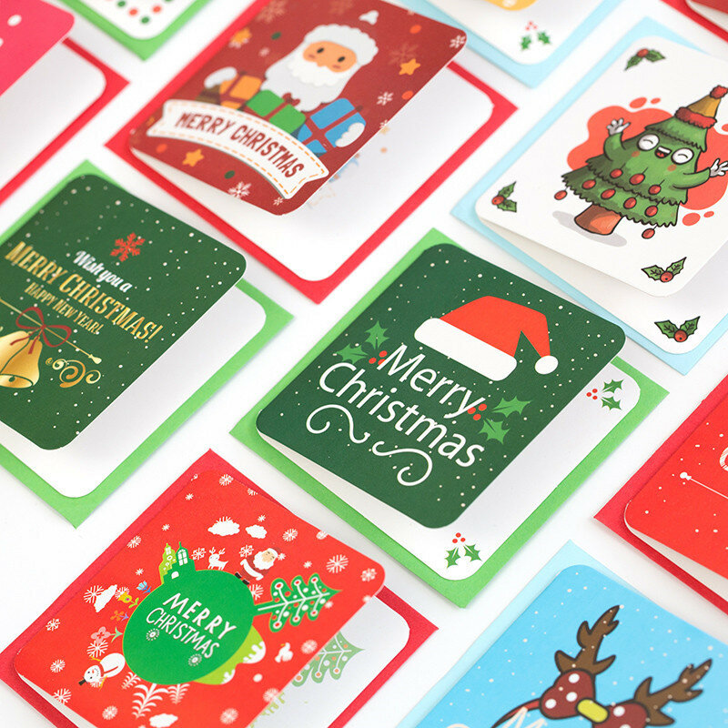 Kartu Ucapan Natal Mini, amplop berkat Tahun Baru kartu pos hadiah pesta Natal Festival produk berbantalan amplop kertas