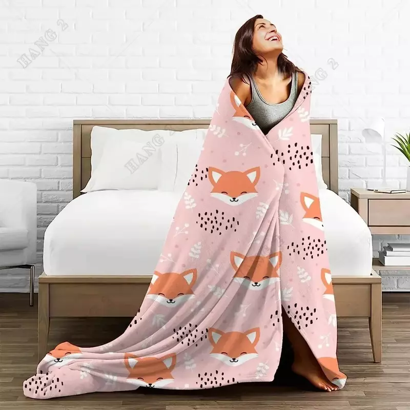 Мультяшное одеяло с изображением лисы для девочек и мальчиков, подарки для детей и дочери, мягкие плюшевые легкие фланелевые одеяла для кровати