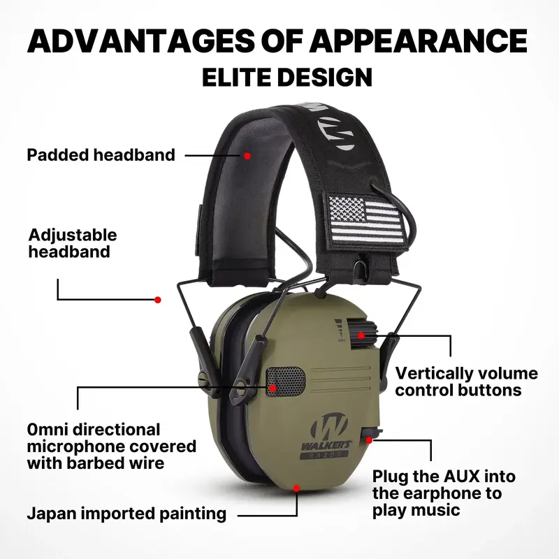 Tiro eletrônico Earmuffs Walkers, Razor Anti-Noise Earphone, Headset de proteção auditiva para fotografar, 1 pc, 3pcs