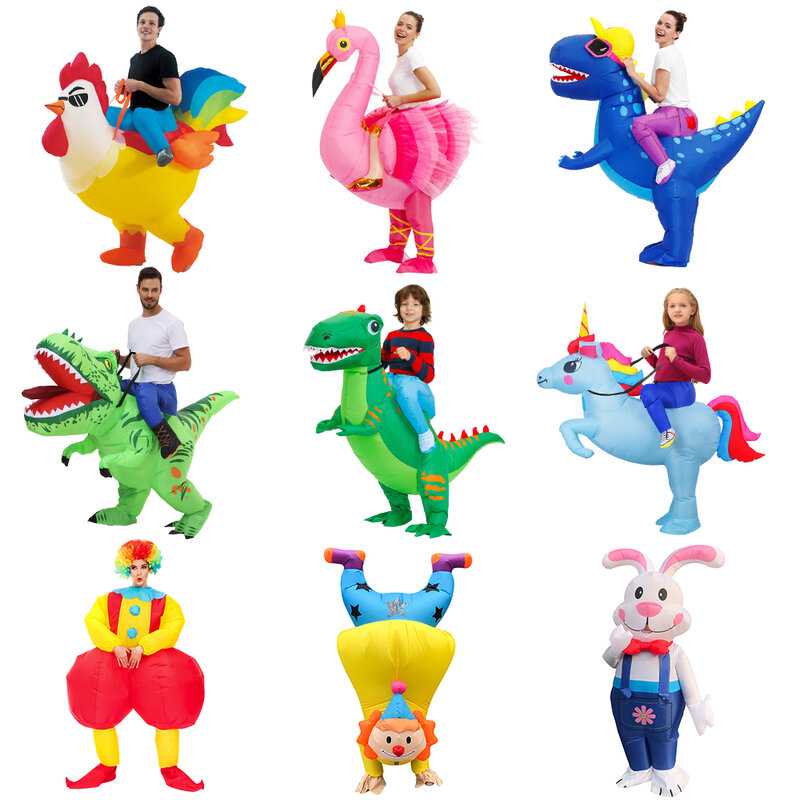 Dla dorosłych dzieci dinozaur nadmuchiwany kostium Anime Cosplay karnawałowy klaun Flamingo przebranie imprezowe kostium na Halloween garnitury