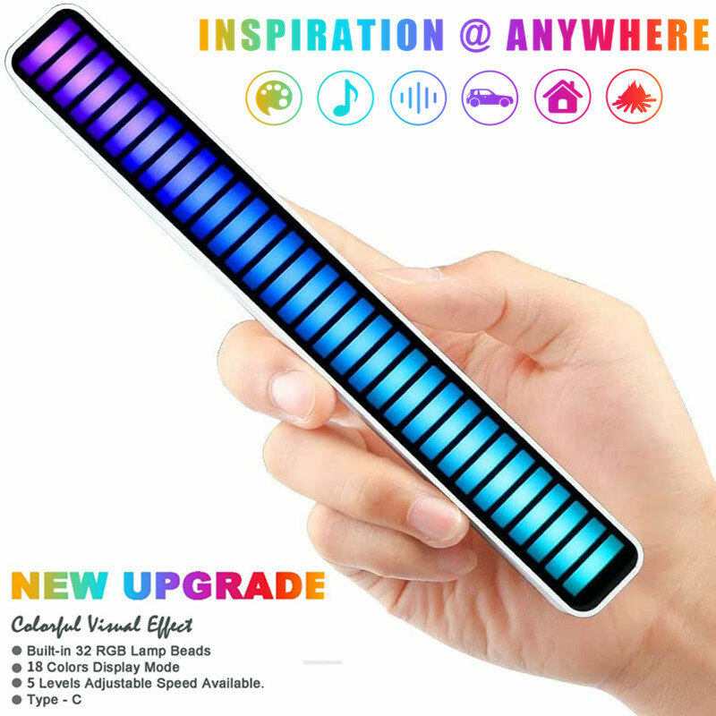 Oświetlenie inteligentne LED Bar 32 LED muzyka wskaźnik poziomu kontrola dźwięku spektrum Audio światło RGB wyświetlacz LED rytm Pulse kolorowy sygnał