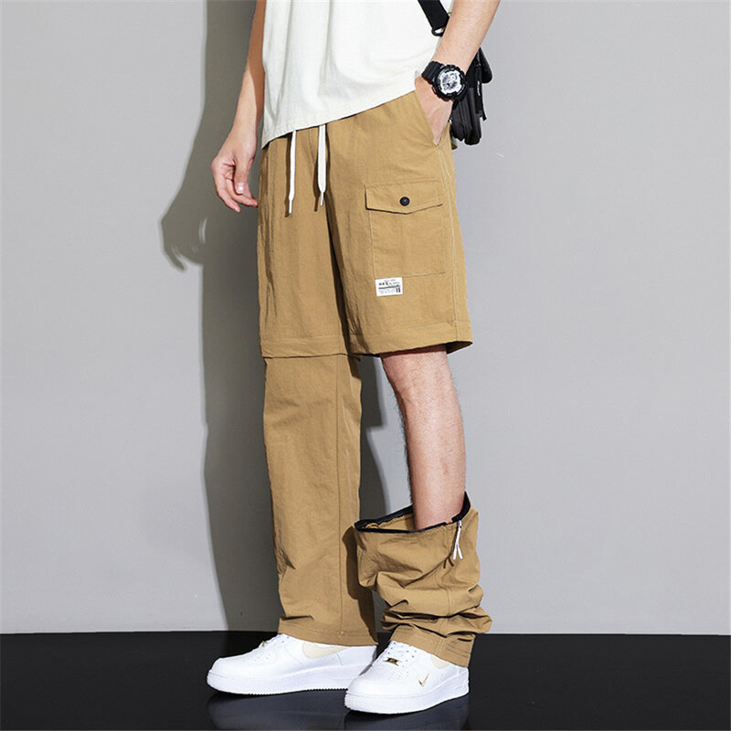 Pantalones cortos desmontables para hombre, Pantalón Cargo informal, recto, cintura elástica, 8XL talla grande, Verano