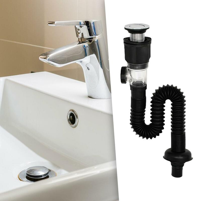 Kitchen Sink Drain Pipe Easy to Install Sink Drain Assembly Universal Washbasin Sink Strainer Drain Filter Sink Sewer Pipe Tube