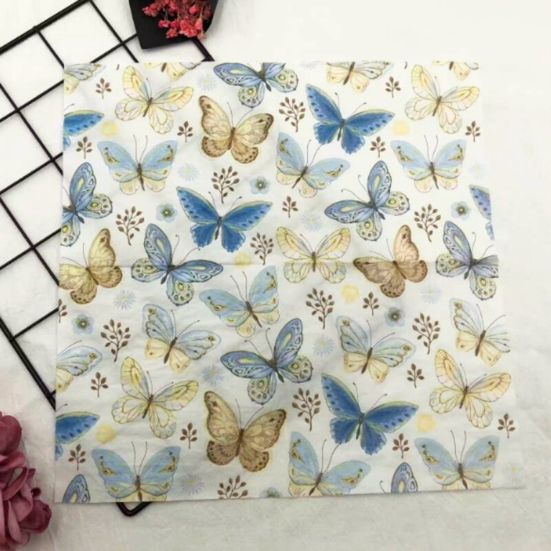 Colorful Printed Napkins New Butterfly Models Hotel Cafe Party Wedding Square Paper Napkin Placemats Food Grade Napkin 2 Ply 33c