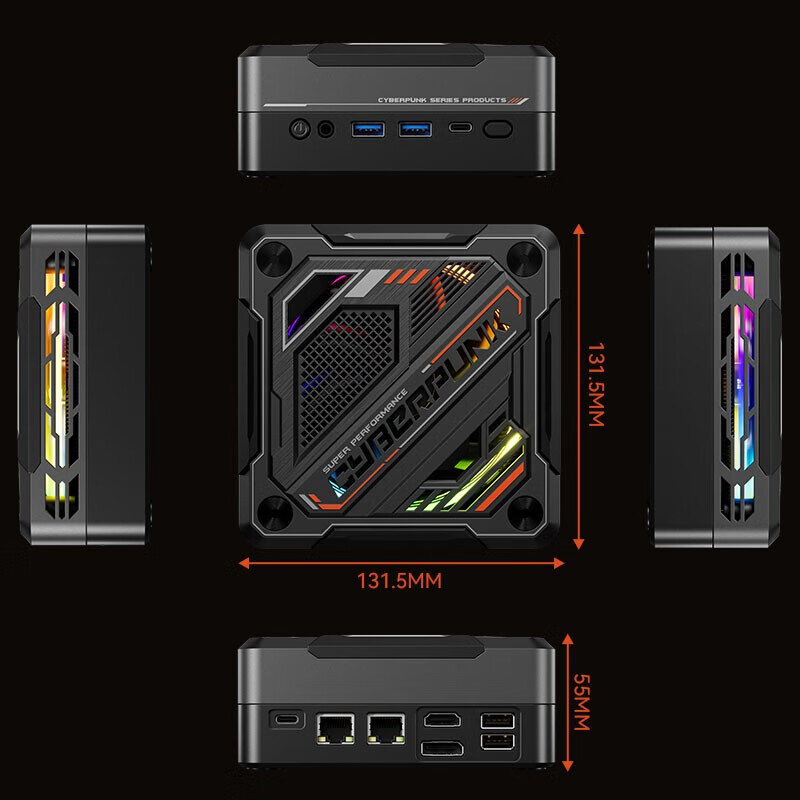 Computador industrial do mini jogo, PC, AMD R7-7840HS, 2 * LAN, i226, RTL8852BE, NVME, DDR5, WiFi6 HD * 1, DP1.4, WIN10/11, Ubuntu Linx